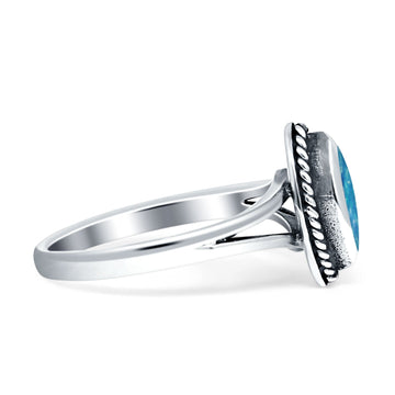 Marquise Twisted Rope Split Shank Oxidized Created Blue Opal 925 Sterling Silver Wholesale